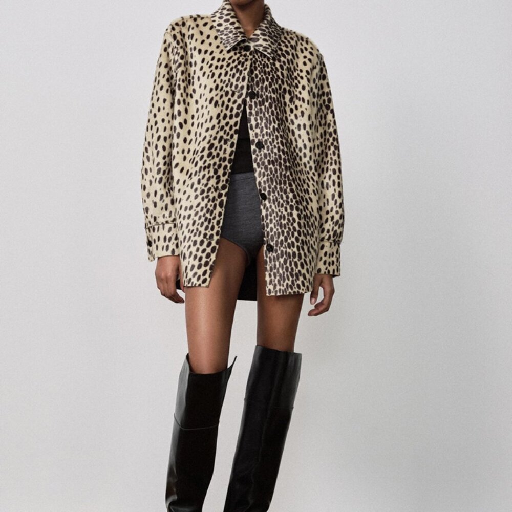 Zara Faux Fur Animal Print Overshirt size XS/S